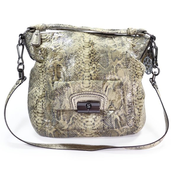 Coach Kristin Python Snake Print Embossed Leather Hobo Shoulder Bag Purse 15361 - Picture 1 of 10